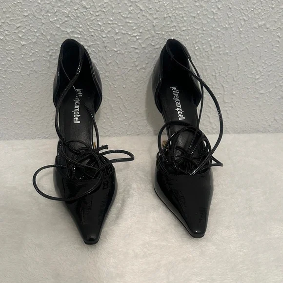 Jeffrey Campbell Demi d'Orsay pump in Black Patent finish with gold- tone Heels - Picture 4 of 15